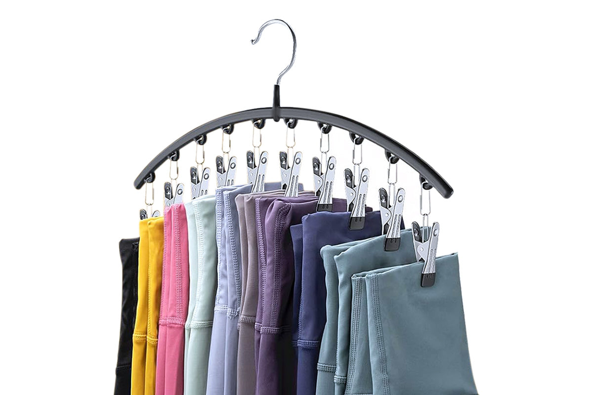 2 Pack Space-Saving 10-Clip Yoga Pants Hangers Closet Organizer for Leggings Skirts and More