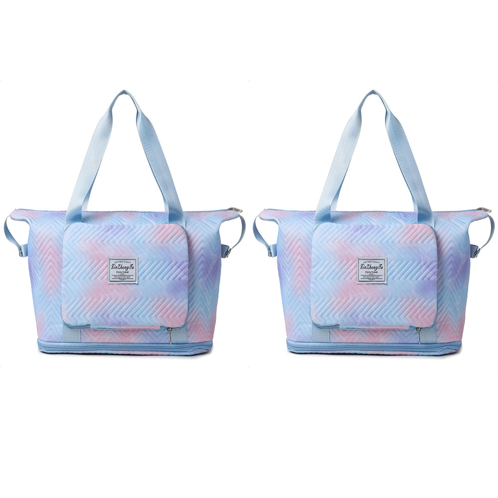 2Pcs Gradient Color Expandable Large-Capacity Travel Foldable Duffle Bag