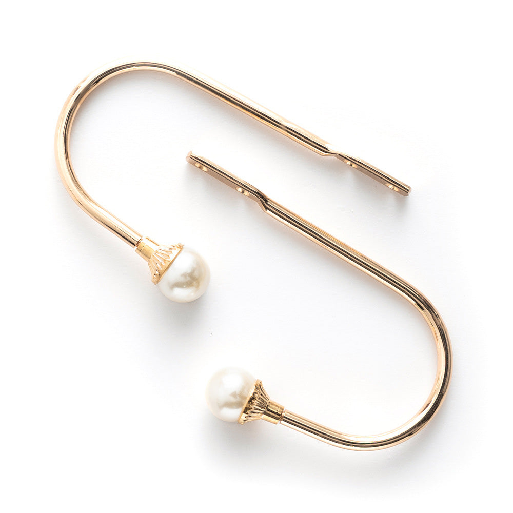 2Pcs U Shape Pearl Curtain Holdback Hooks with Screws