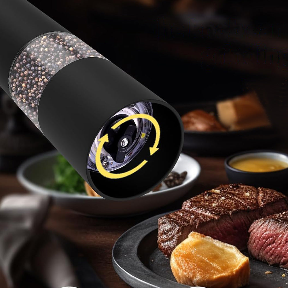 2PCS Electric Pepper Grinder LED Light Adjustable Coarseness