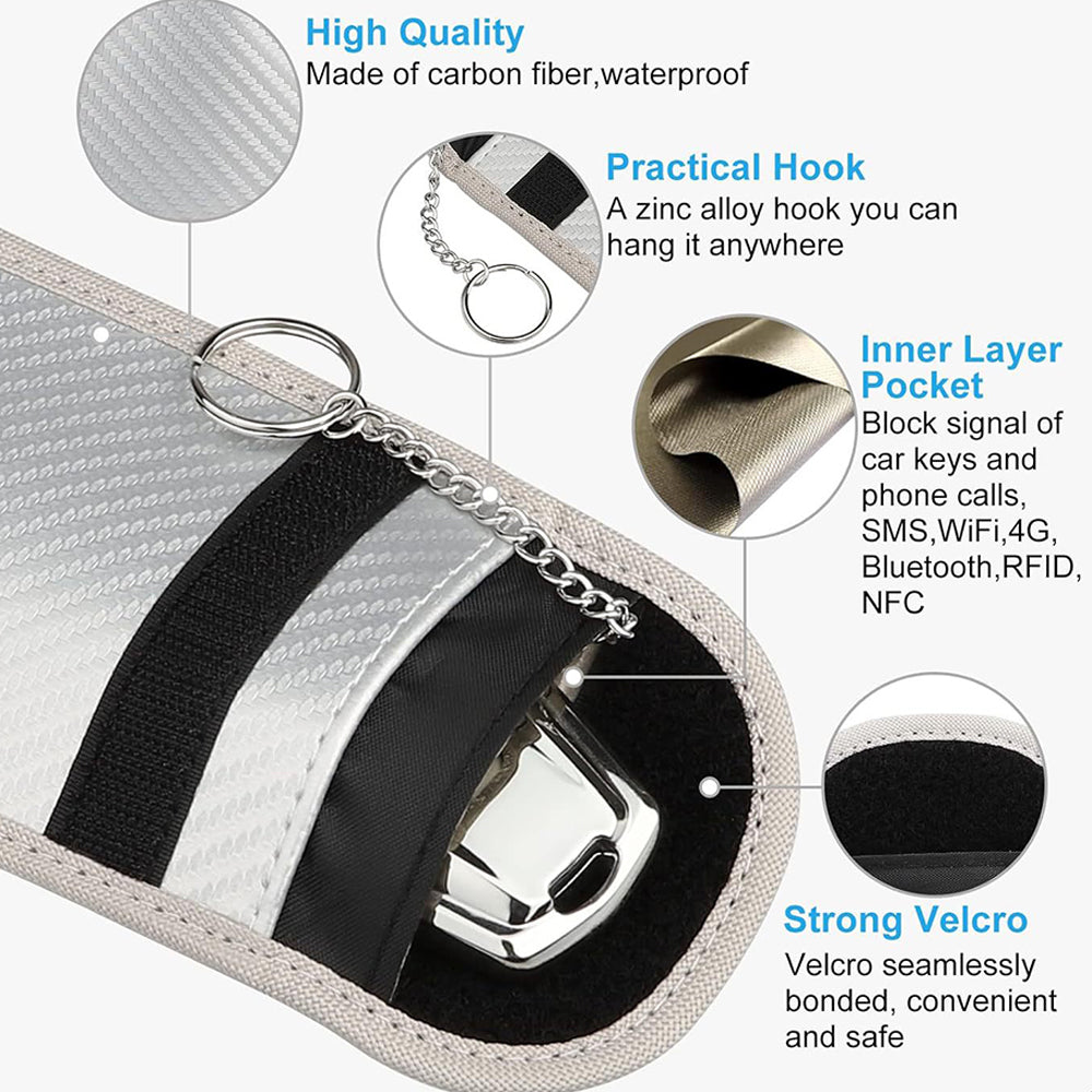 2pcs Faraday Bag for Key Fob Car RFID Anti Theft Pouch Key Protection Case
