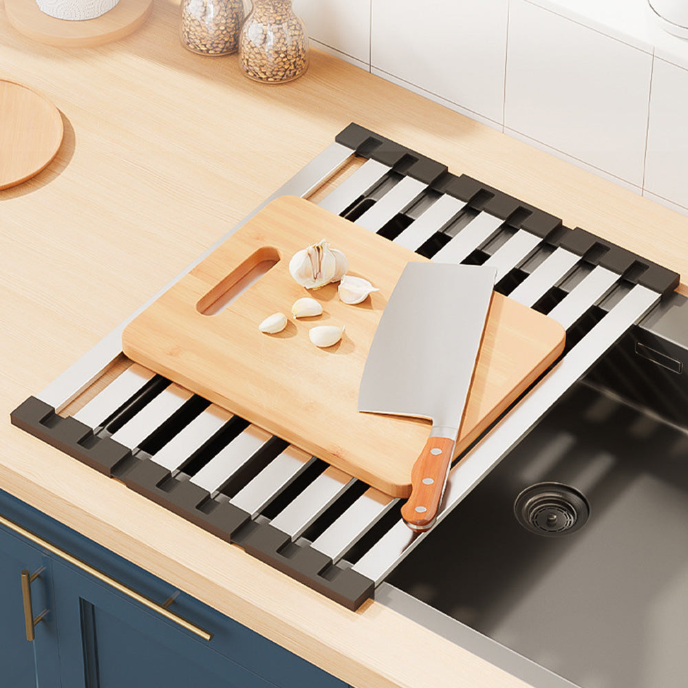 Dish Rack Drying Drainer Stainless Steel Over Sink Rack Foldable Dish Drainer for Kitchen