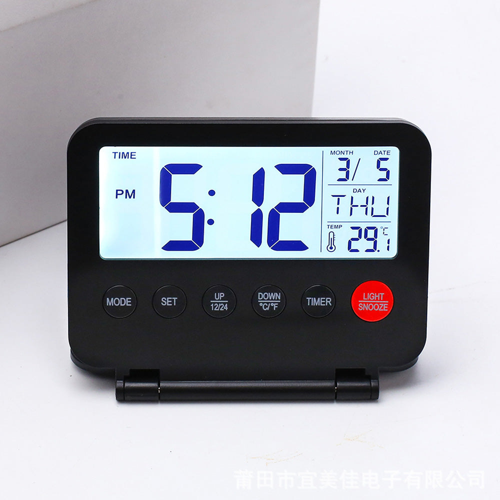 LED Digital Alarm Clock Large Display Desk Clock Foldable