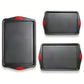 3Pcs Nonstick Kitchen Oven Baking Pans Set Premium Carbon Steel Bakeware for Oven Baking