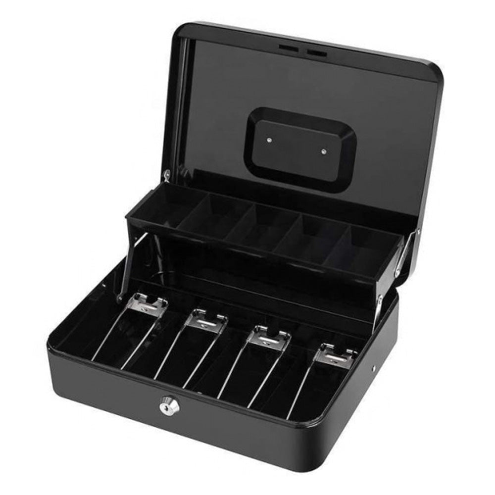 Locking Cash Box with Lock Money Box with Cash Tray