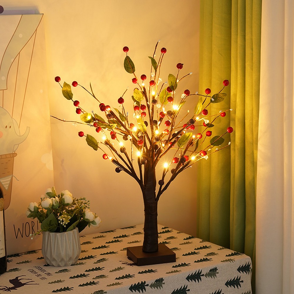 Tabletop Tree Light 24 LED Lighted Tree Decorated Lights Artificial Branch Tree Lamp