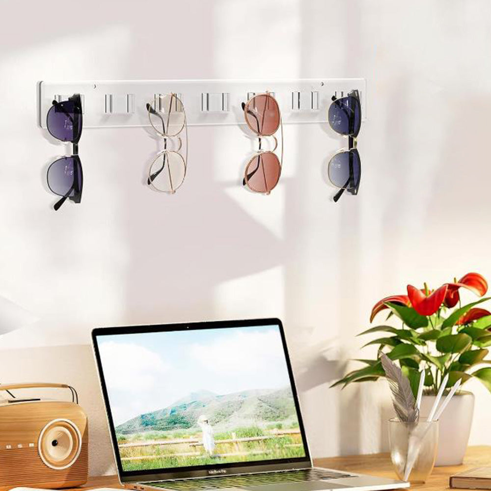 2Pcs Sunglasses Rack Wall Clear Acrylic Wall Mount Glasses Holder Glasses Storage