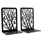 2Pcs Metal Decorative Bookends-Black