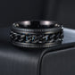 Fidget Rings Anxiety Spinner Rings Stainless Steel Chain Rings-Black