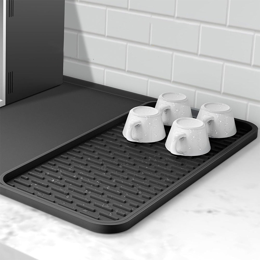 Silicone Coffee Mat Bar Mat with Detachable Dish Drying Mat for Coffee Maker Dish Rack
