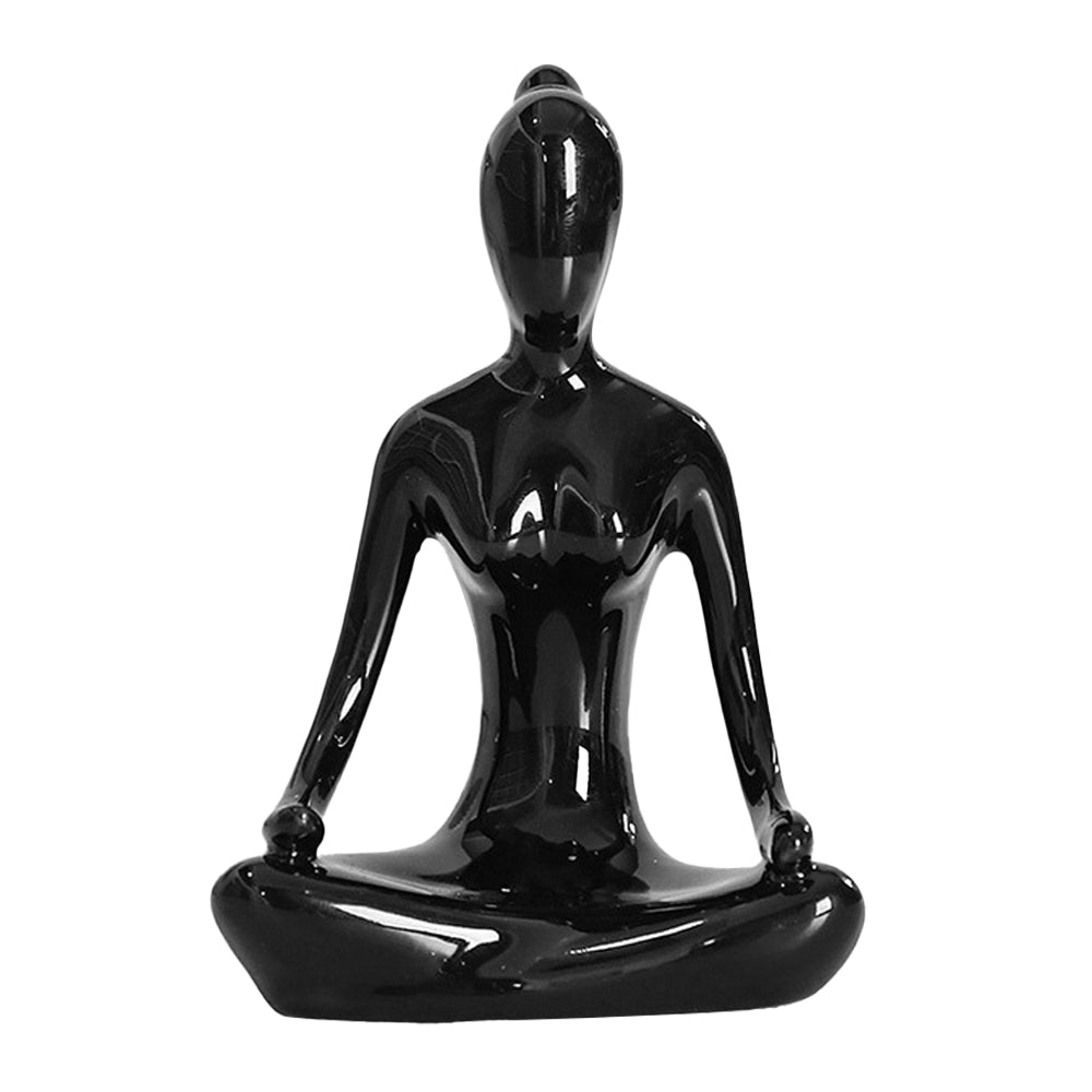 Black Ceramic Yoga Pose Statue Sculpture-Meditation