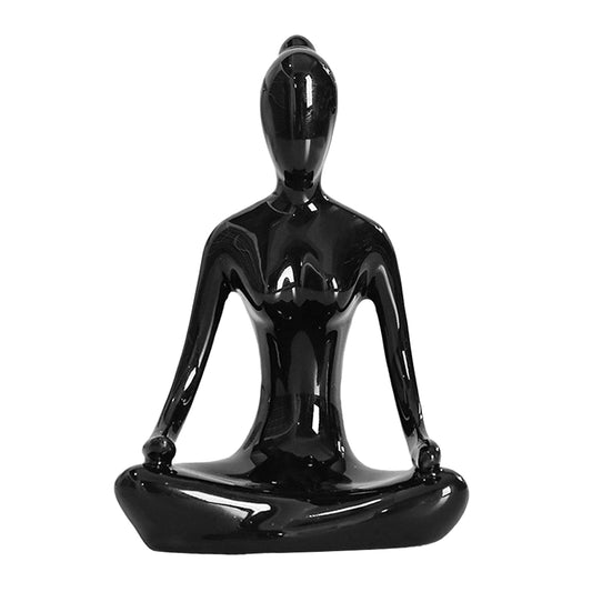 Black Ceramic Yoga Pose Statue Sculpture-Meditation