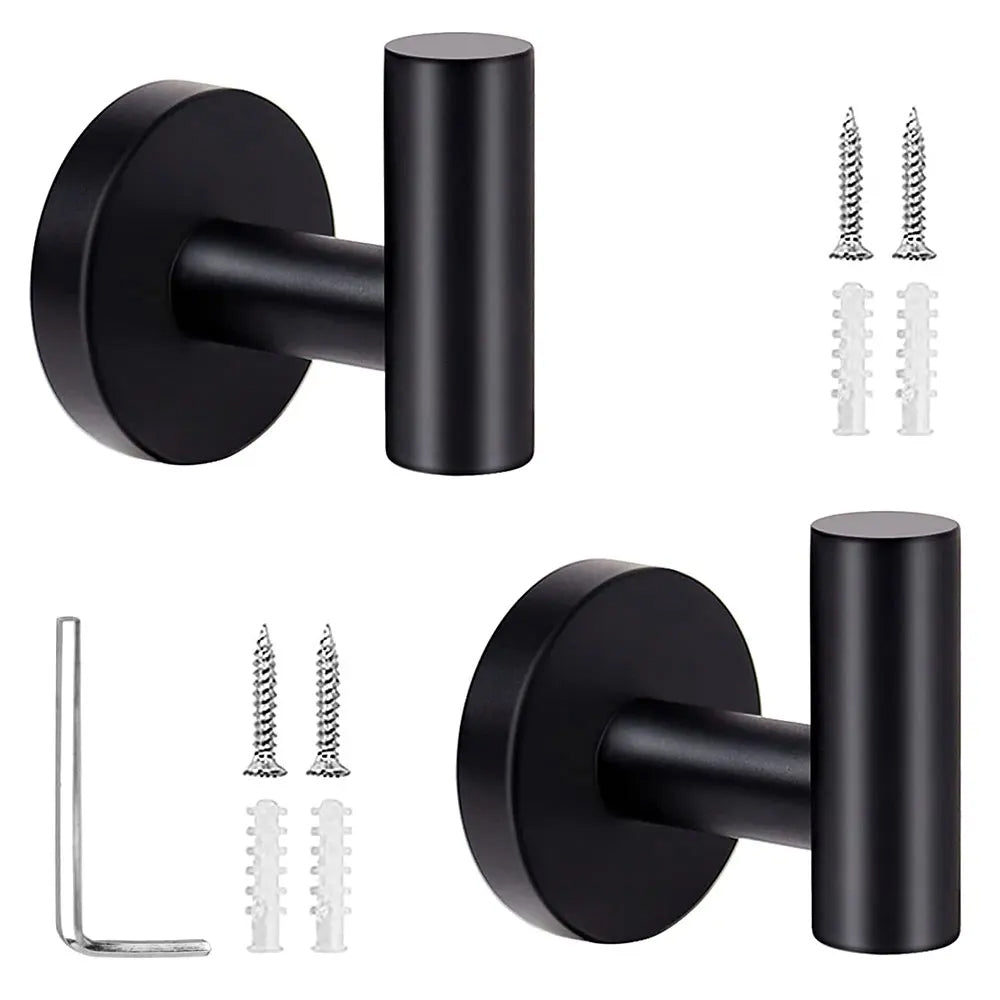 2Pcs Stainless Steel Wall Mounted Bathroom Towel Robe Hook