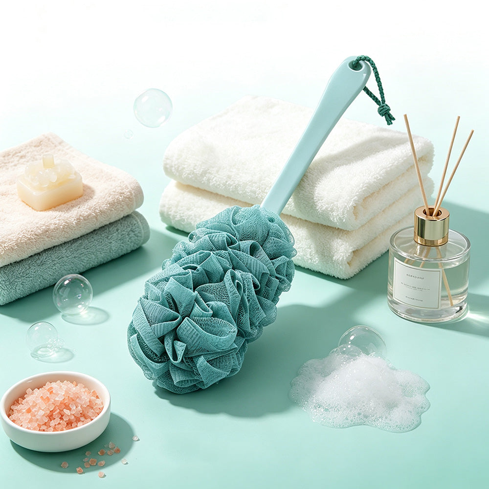 2Pcs Long Handle Shower Bath Brush Set for Back Body Cleaning