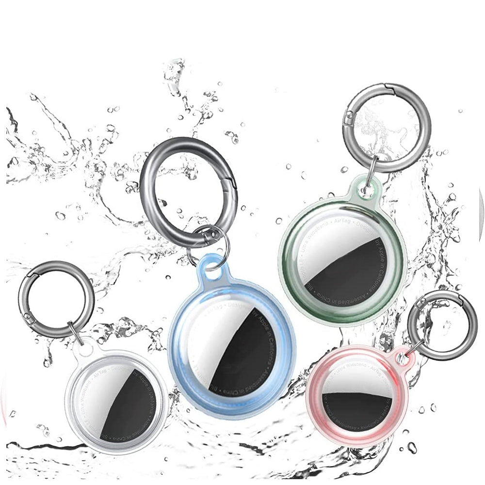 6 Pack TPU Airtag Protective Case with Key Ring Anti Scratch Full Body Transparent Cover for Apple Airtags