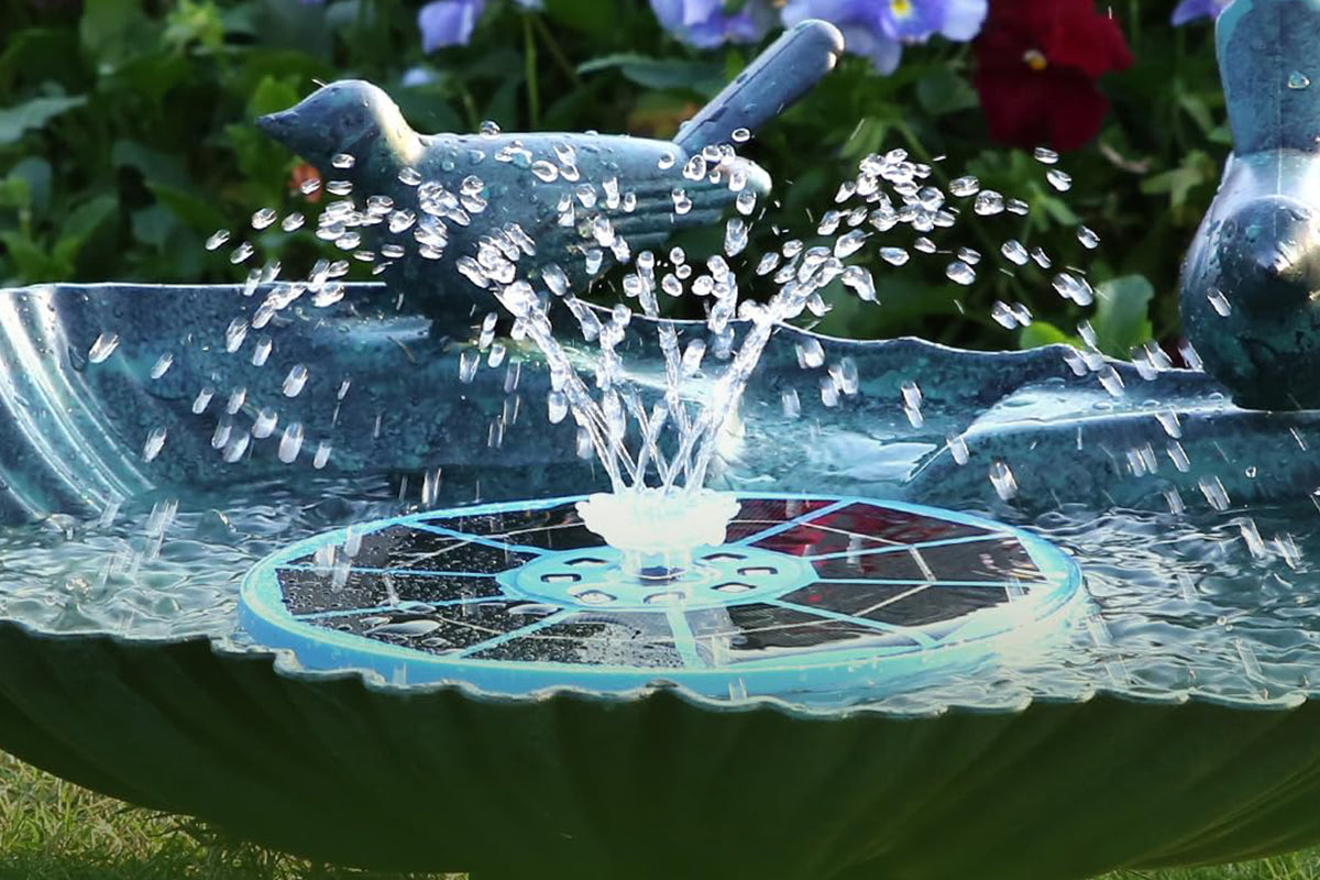 Solar Powered Floating Fountain with 12pcs Spray Heads RGB LED Bird Bath Water Fountain with 12pcs Spray Heads