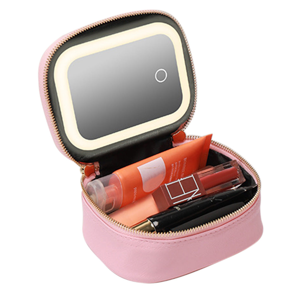 Small Makeup Bag Travel Case with Mirror and Adjustable Light