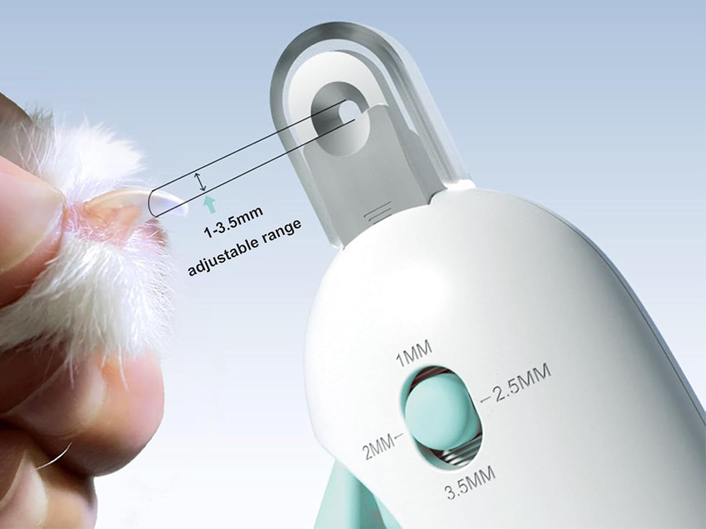 2 X Adjustable Aperture Cat Nail Clipper with Nail File and Nail Storage