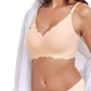 Wireless Bra Soft High Elastic V Neck Wavy Trim-Beige