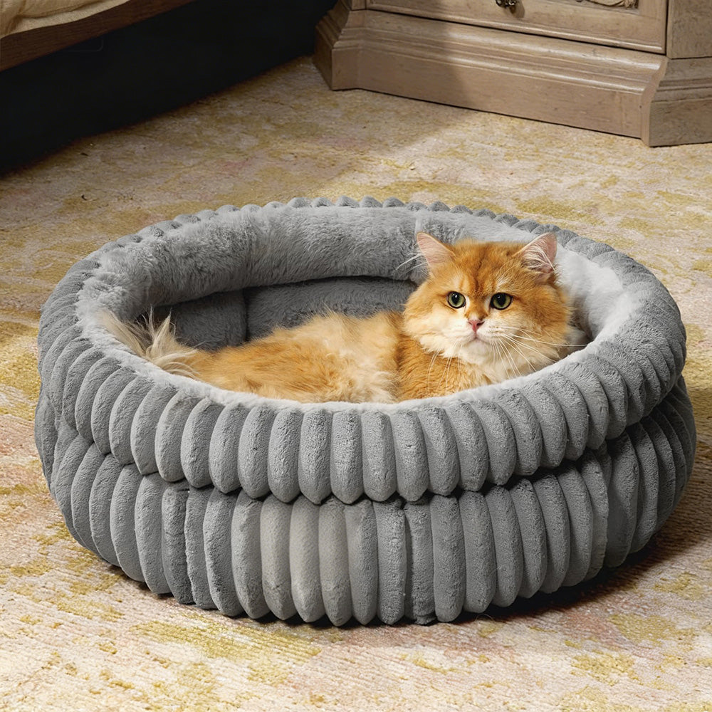 Donut Plush Pet Dog Cat Bed Fluffy Soft Warm Nest for Indoor Cats Small Dogs