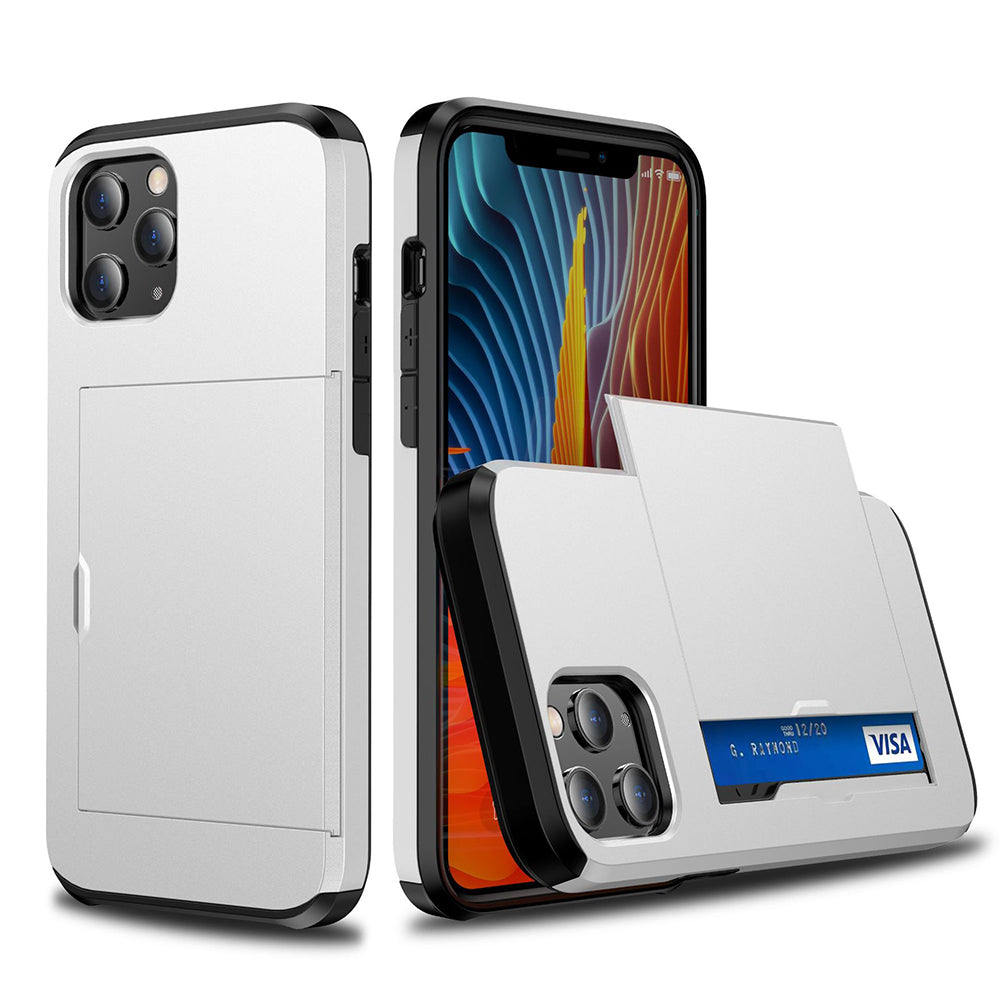 Mobile Phone Case Slide Cover Credit Card Slot Holder Cover For iPhone 13 Pro