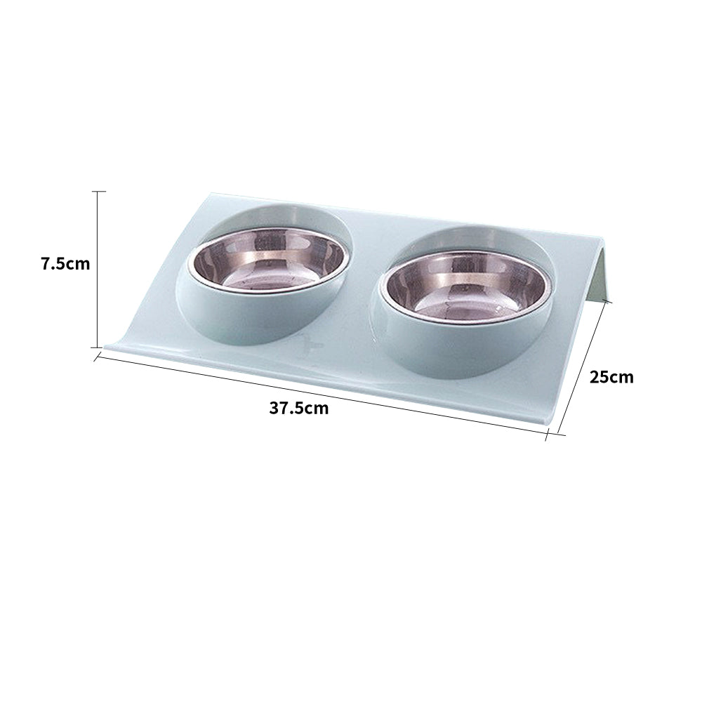 2Pcs Raised Dog Cat Bowls Double Pet Feeder