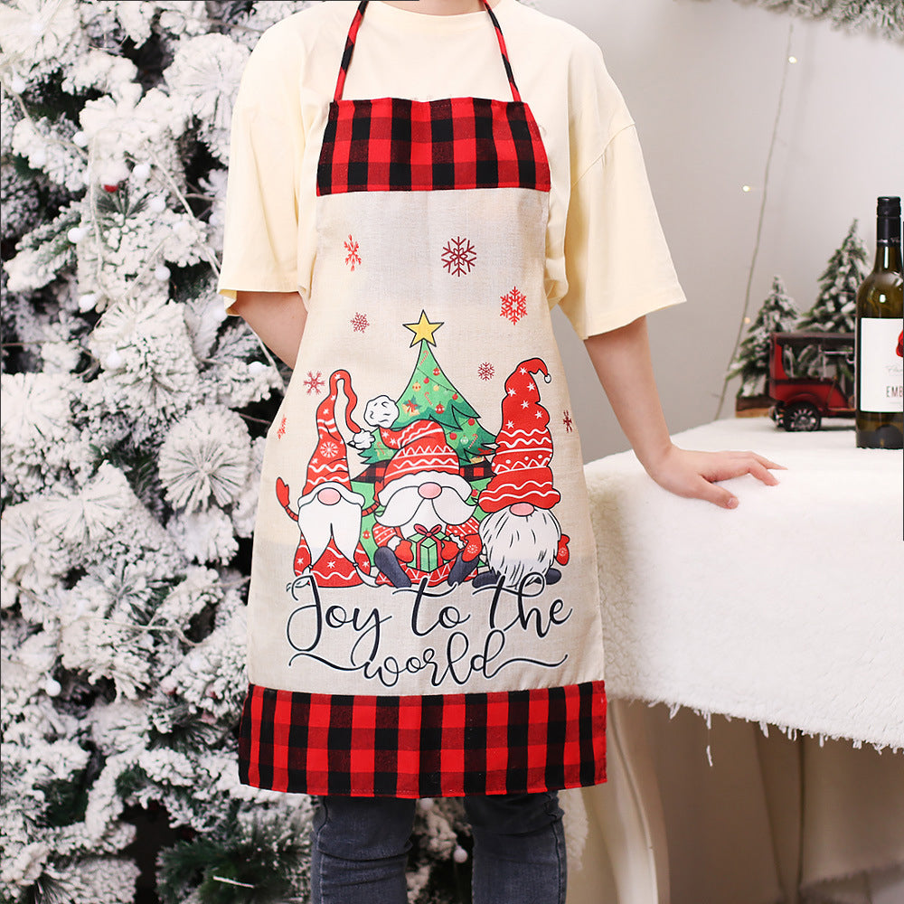 Christmas Kitchen Cooking Aprons Sleeveless Apron Funny Christmas Baking Apron-Stripes Hat