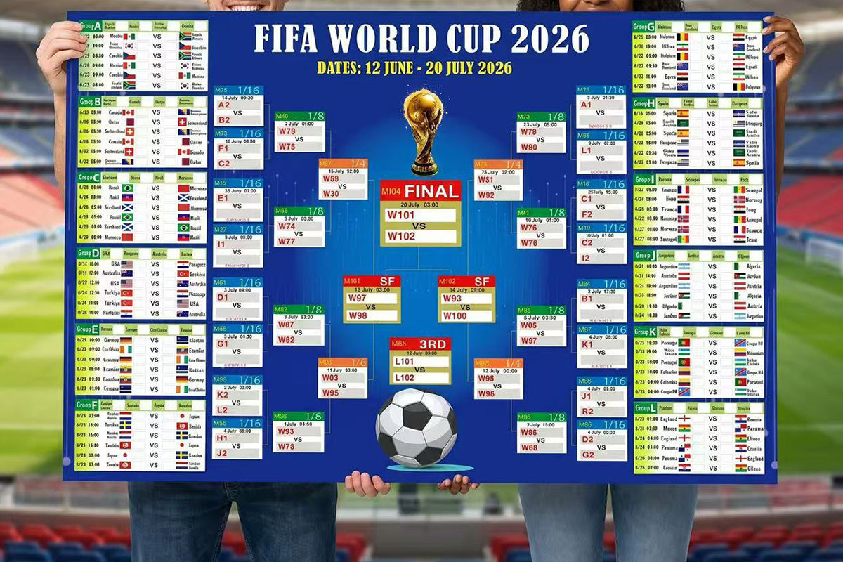 2026 Soccer World Cup Schedule Poster 2026 FIFA World Cup Fixtures Chart Wall Decor for Soccer Fans