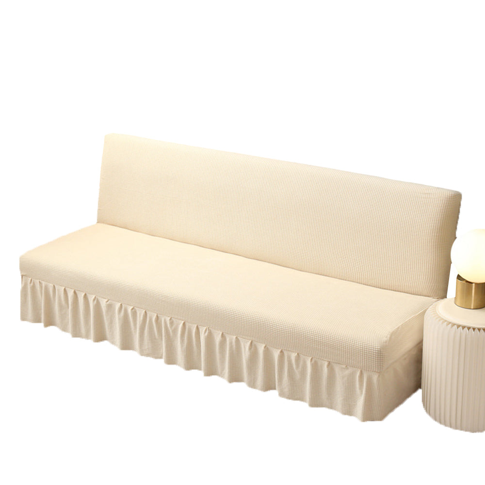 Armless Couch Cover with Skirt Ruffled Stretch Sofa Cover