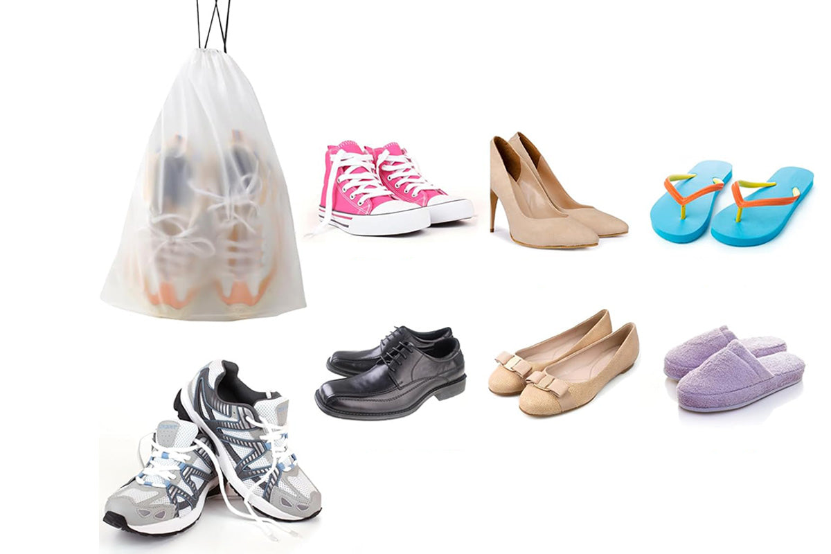 Clear Shoe Bags for Travel Waterproof Dustproof Drawstring Shoe Bags for Packing