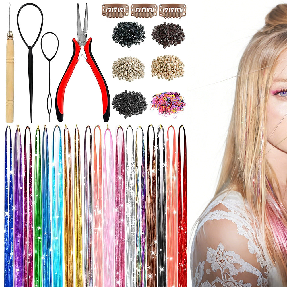 18 Colors Rainbow Hair Extensions Braiding Kit Styling Set