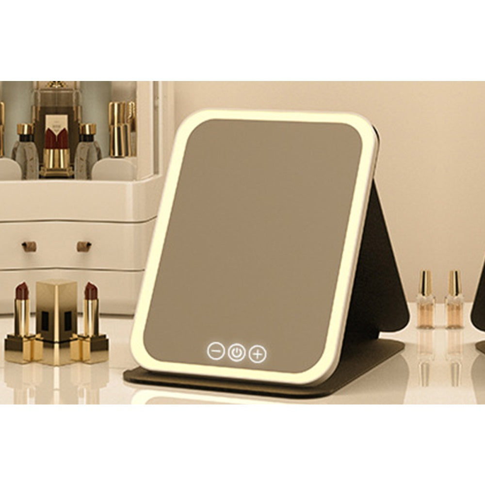 Fold LED Dimmable Makeup Mirror with 3 Colors Adjustable Light