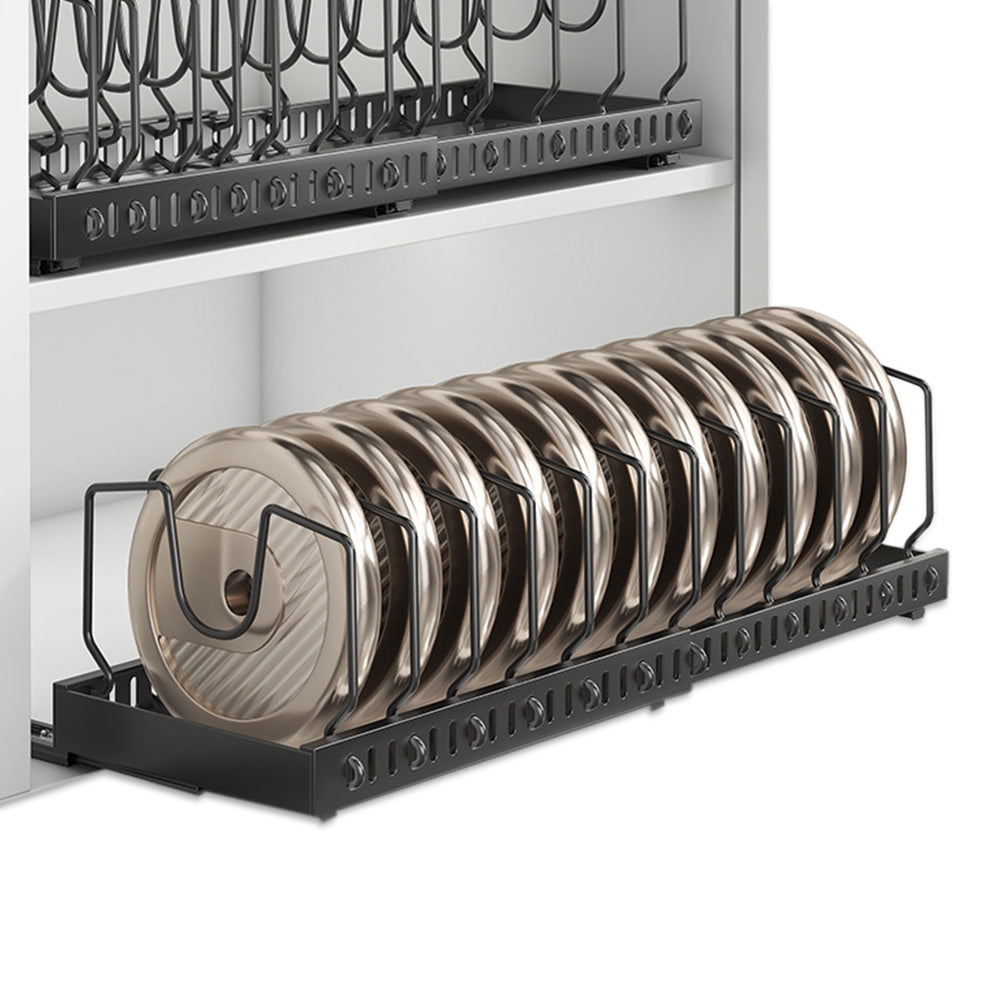 Pots and Pans Organizer Slide Out inside Cabinet Storage for Pot Lid Bakeware