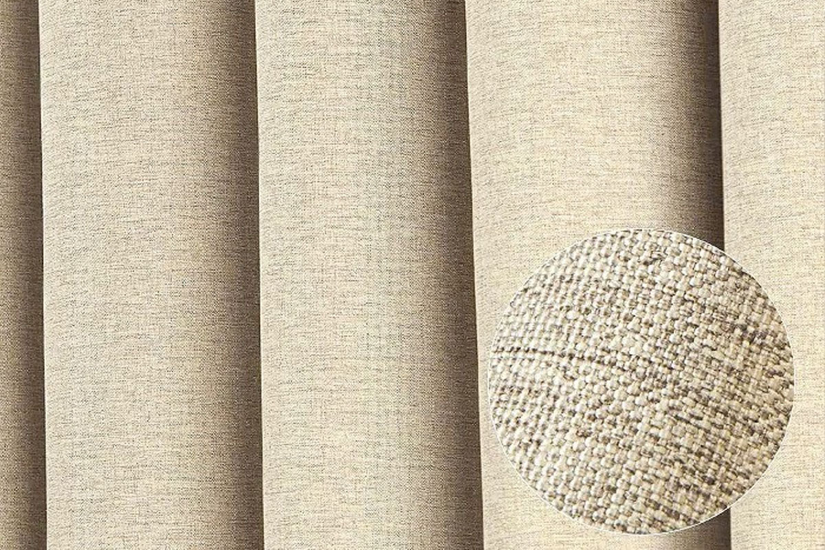 Water Resistant Linen Texture Shower Curtain with Hooks Faux Linen Shower Curtain