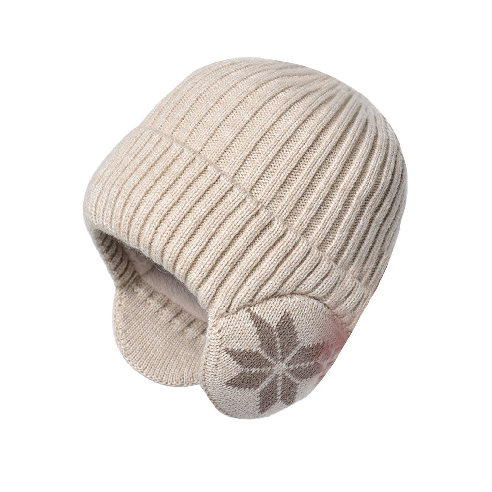 2-in-1 Warm Knitted Ear Flap Beanie Knitted Hat