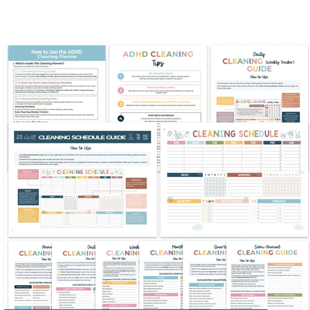 Cleaning Planner Schedule And Checklist Organizer Household Chore Chart Notebook