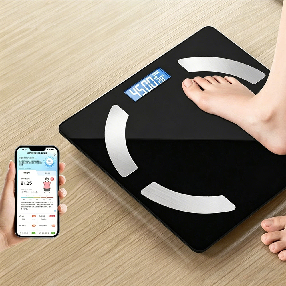 Body Fat Scale USB Rechargeable Digital Bathroom Scale with APP