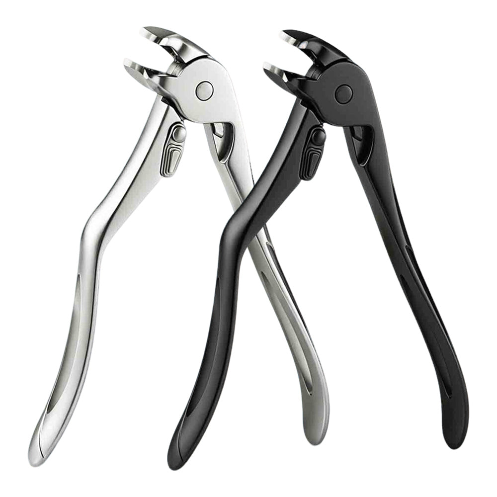 2Pcs Long Handled Curved Head Toe Nail Clipper-Black and Silver