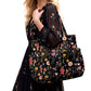 Corduroy Tote Bag with Side Water Bottle Pockets Large Shoulder Bag Casual Handbag