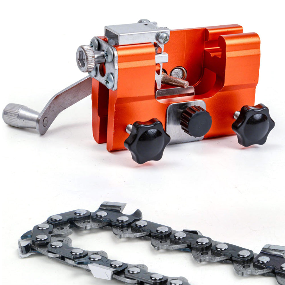 Portable Hand Crank Chain Sharpening Tool Set With 3 Grinding Heads
