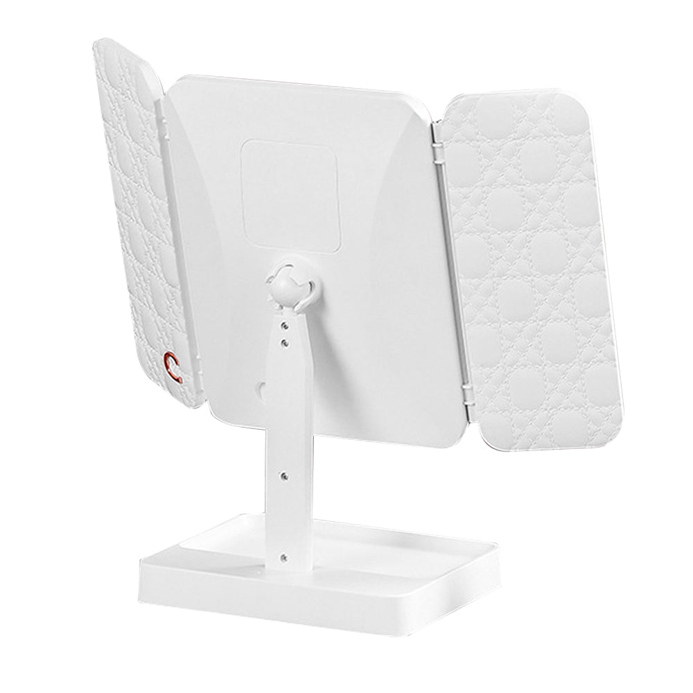 Tri-Fold Standing LED Makeup Mirror with 2X 3X Magnification