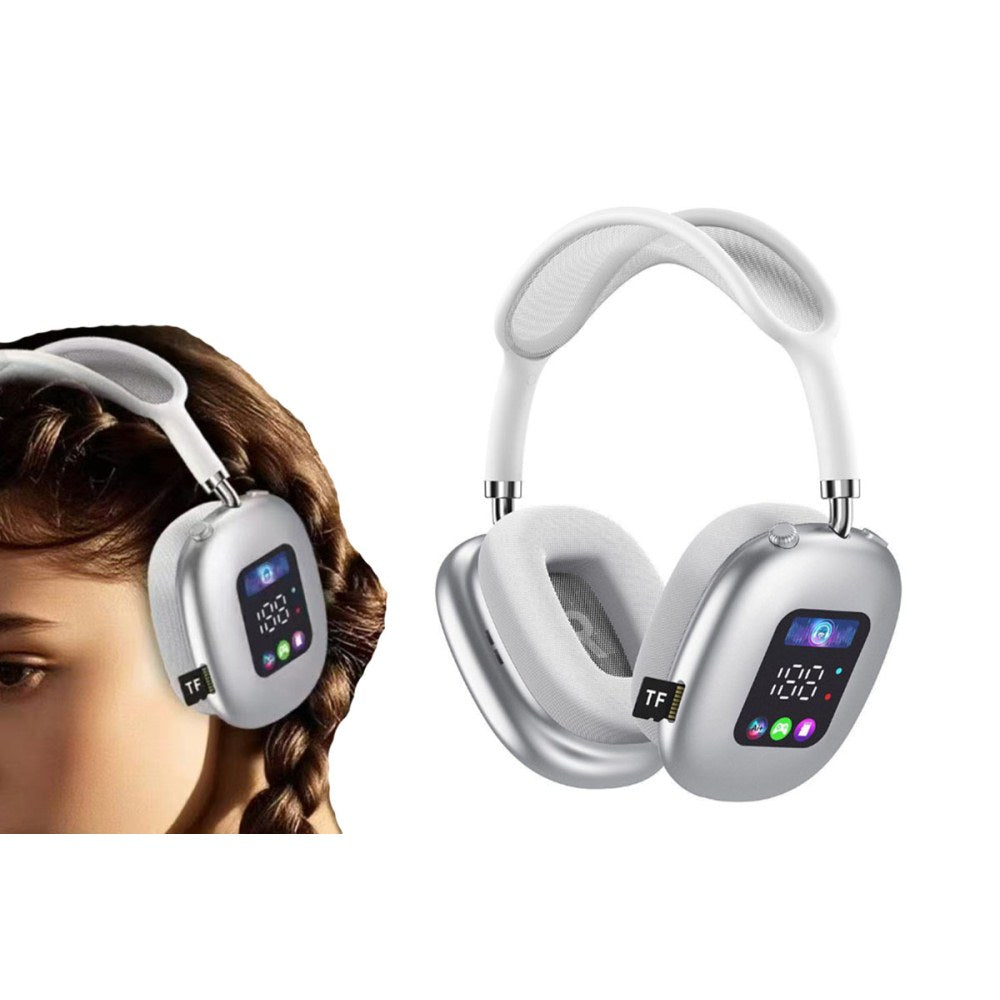 Wireless Bluetooth Headphone with LED Digital Display Screen Over-Ear Headset