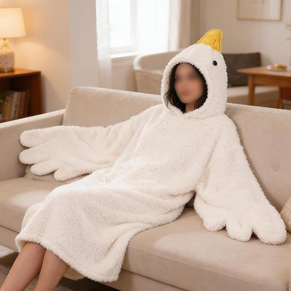 Oversized Hoodie Blanket Cartoon Goose Fleece Wearable Blanket-Style 1