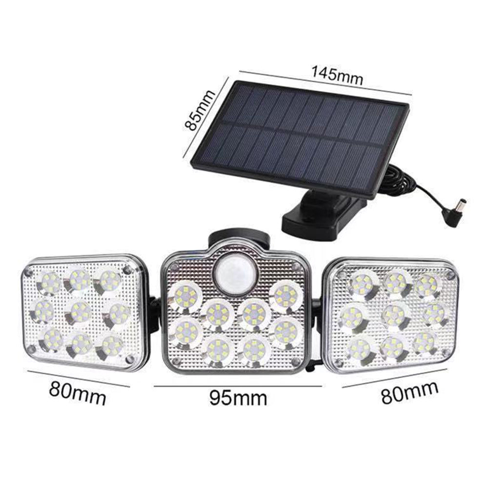 138 LEDs 3-Head Solar Motion Sensor Outdoor Wall Security Light
