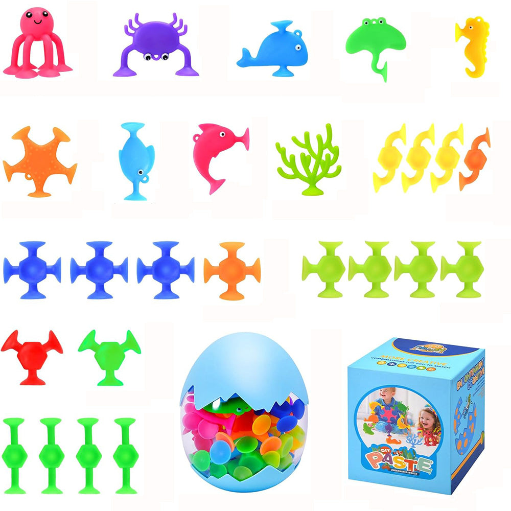 27Pcs Suction Toys Montessori Suction Cup Toy with Egg Shell Silicone Sucker