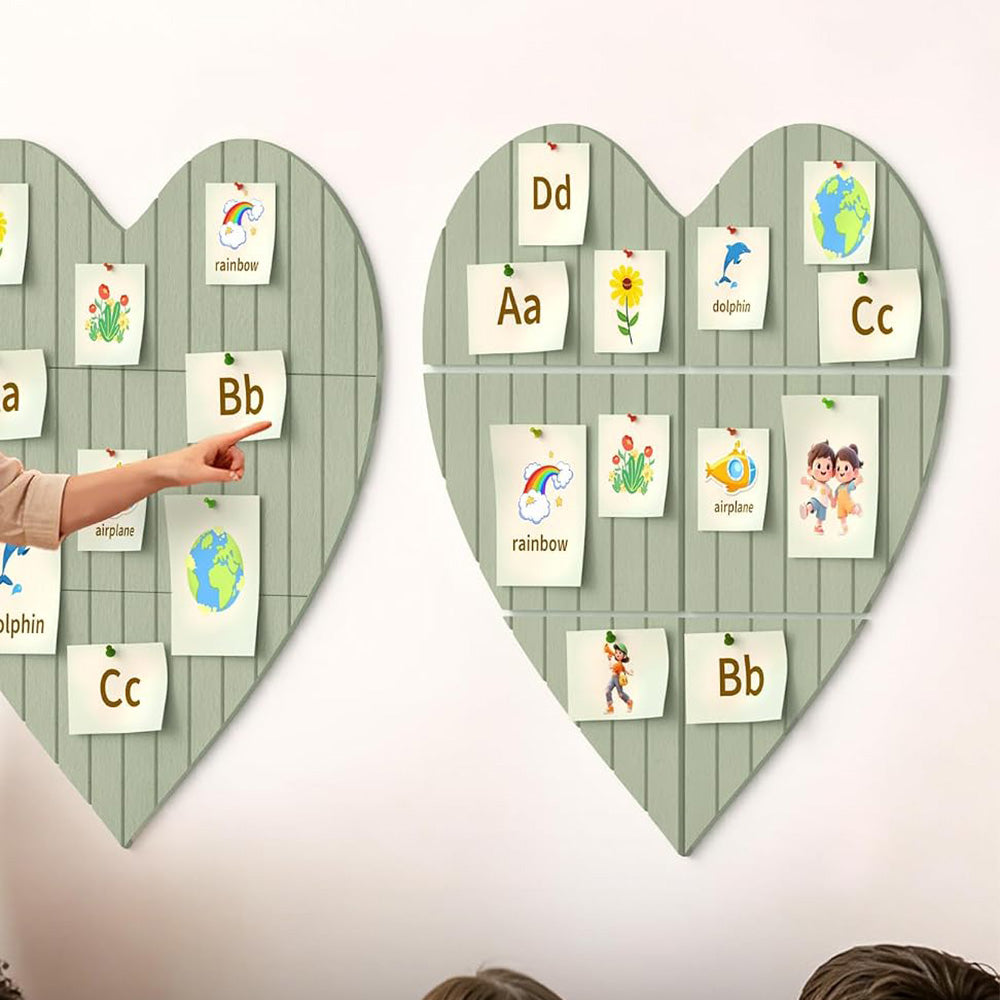 75x74cm Heart Shaped Felt Photo Message Display Board with Adhesive Dots