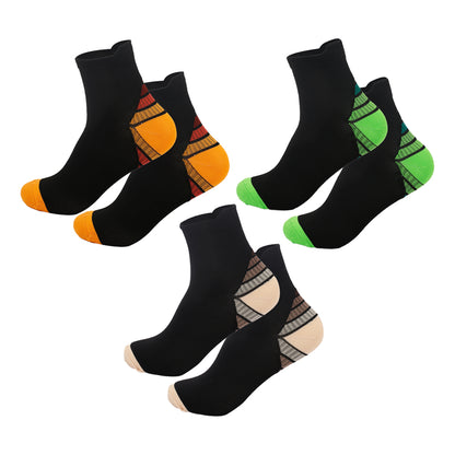 3Pcs Plantar Fasciitis Compression Socks Foot Sleeve Ankle Support Brace Achy-Orange+White+Green
