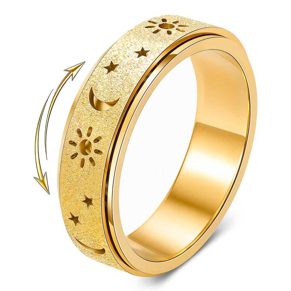 3 Piece Stainless Steel 360 Degree Spinner Ring Set Gold Silver Rainbow