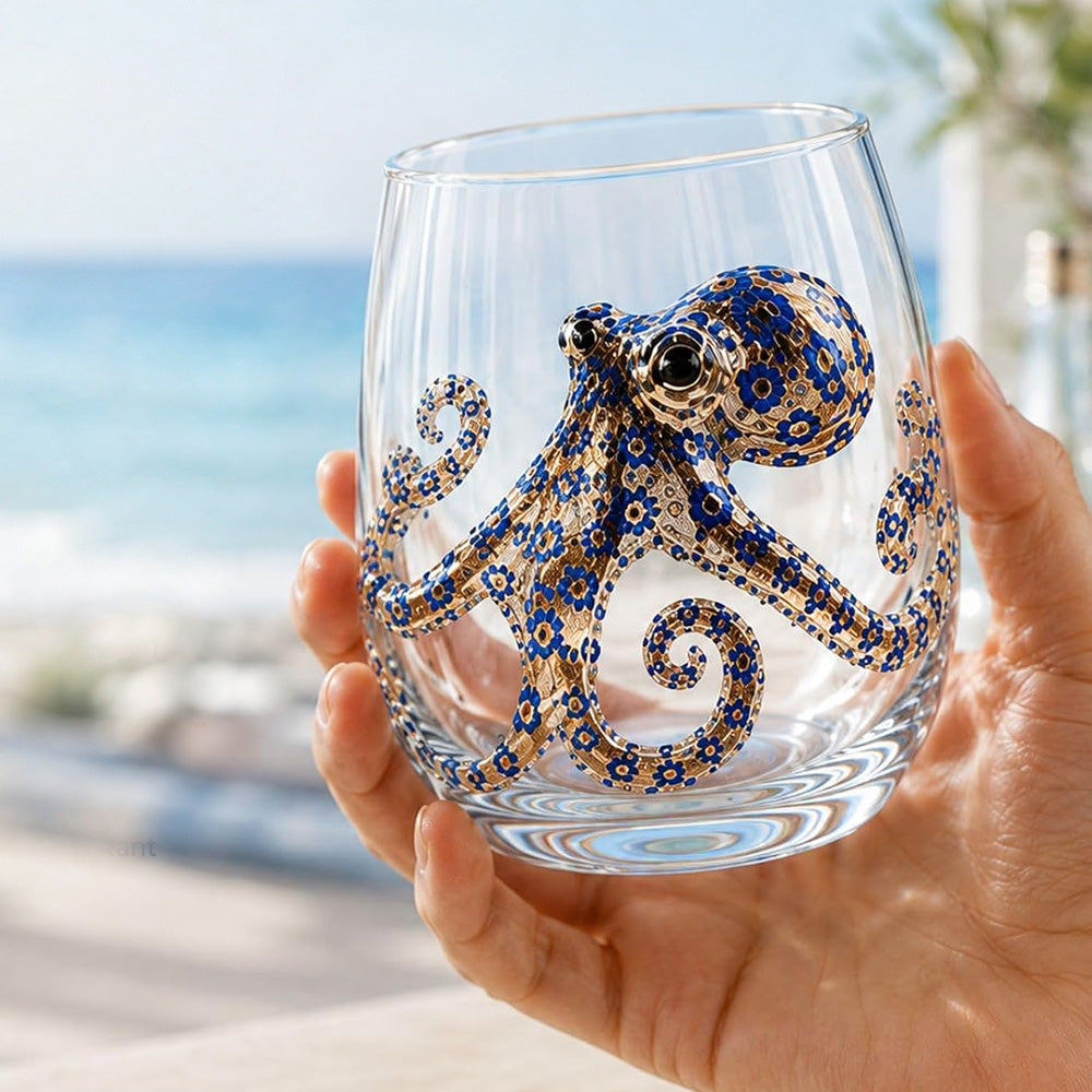 Handcrafted Marine Animal Glass Cup 350ml Unique Sea Creature Glass for Bar Home