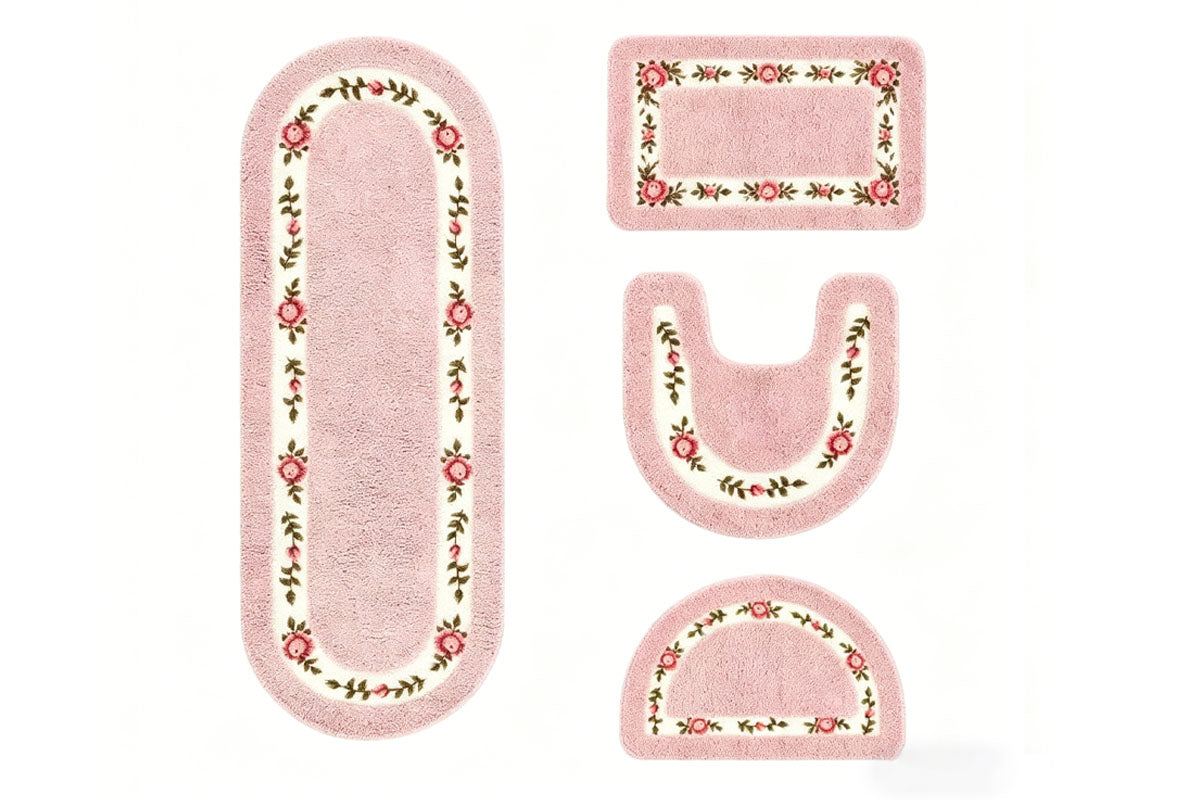 4Pcs Shaggy Mat Set Plush Bathroom Floor Mats Toilet Mat